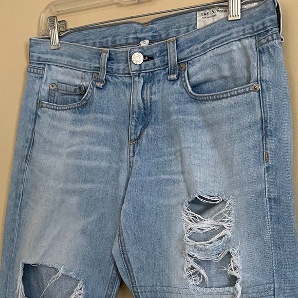 rag & bone Distressed Moto Boyfriend Jeans Women's Size 26 Light Convoy Wash - Picture 4 of 10